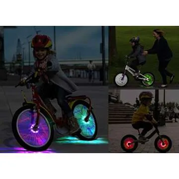 TINANA Rechargeable Bike Wheel Hub Lights Waterproof LED Cycling Spoke Lights 7 Color Bicycle Safety Warning Decoration Light for Kids and Adults Night Riding (2 Pack)