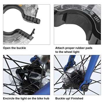 TINANA Rechargeable Bike Wheel Hub Lights Waterproof LED Cycling Spoke Lights 7 Color Bicycle Safety Warning Decoration Light for Kids and Adults Night Riding (2 Pack)