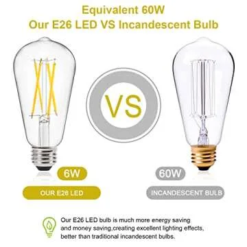 Ascher Vintage LED Edison Bulbs 60 Watt Equivalent, Eye Protection Led Bulb with 95+ CRI, Non-Dimmable, High Brightness Daylight White 4000K, ST58 Antique LED Filament Bulbs, E26 Base, Pack of 4