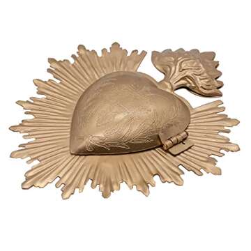 Milagro Heart Wall Ornament Ex Voto | Beautiful Sacred Heart Home Décor | Great Catholic Gift for Sacraments and Housewarming | Locket Space for Small Trinkets (Gold-Tone)