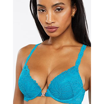 Savage X Fenty Romantic Lace Push Up Bra in Laidback Blue