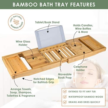 Luxurious Bathtub Caddy Gift Set for Bath Lovers