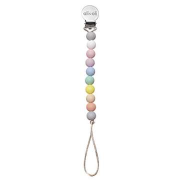 Ali+Oli Silicone Pacifier Clip for Baby - Modern Pastel Design