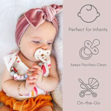 Ali+Oli Silicone Pacifier Clip - Food-Grade Safe for Baby