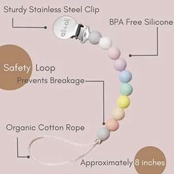 Ali+Oli Silicone Pacifier Clip - Food-Grade Safe for Baby