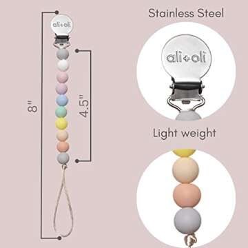 Ali+Oli Silicone Pacifier Clip - Food-Grade Safe for Baby