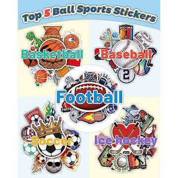 pcnearty 300 Pcs Sport Stickers for Kids, Water Bottle Stickers, Cute Vinyl Waterproof Hydroflask Phone Skateboard Laptop Stickers, Bulk Sticker Packs for Boys Girls Teens Adults