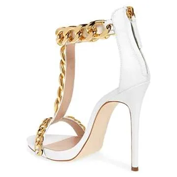 Stylish XYD T-Strap Sandals with Gold Chain for Women