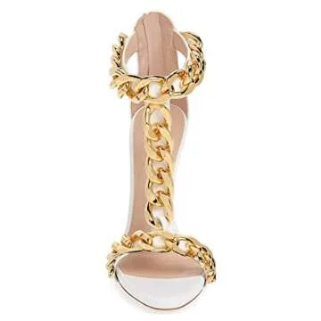 Stylish XYD T-Strap Sandals with Gold Chain for Women
