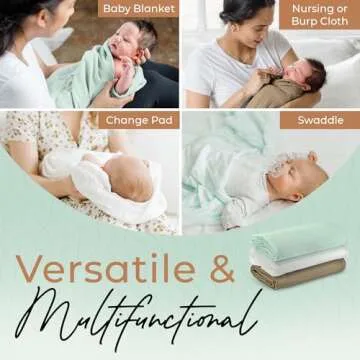 Fern & Avery Baby Swaddle Blankets - Receiving Blankets for Boys & Girls - Lightweight Breathable Gender Neutral Baby Gift - Mint 3-Pack