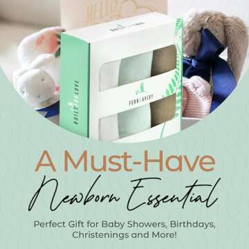 Fern & Avery Baby Swaddle Blankets - Receiving Blankets for Boys & Girls - Lightweight Breathable Gender Neutral Baby Gift - Mint 3-Pack