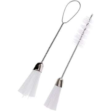 Bundle of 2 Pieces Double Ended Sewing Machine Cleaning Brush White Color Multi Functional Dust Clea...