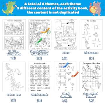 Kalysky 24 Mini Activity Books for Kids Party Favors ages 4-8 8-12,Fun and Challenges include Mazes, Dot to Dot,Word Search, Word Scramble and More for Goodie Bag Stuffer Classroom Activity