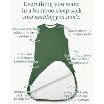 PurComfy Supersoft Sleep Sack 1.0 TOG, Premium Bamboo Viscose Baby Sleeping Bag, 2-Way Safe Zipper S...