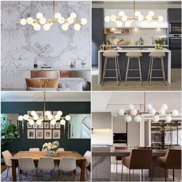 APLampara Mid Century Modern Chandelier Linear Chandeliers 16-Light Brass Gold Pendant Lighting Fixt...