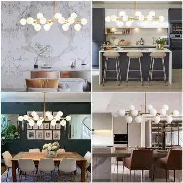 APLampara Mid Century Modern Chandelier Linear Chandeliers 16-Light Brass Gold Pendant Lighting Fixt...