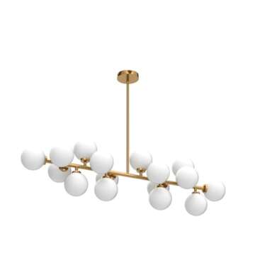 APLampara Mid Century Modern Chandelier Linear Chandeliers 16-Light Brass Gold Pendant Lighting Fixture for Dining Room, Kitchen Island