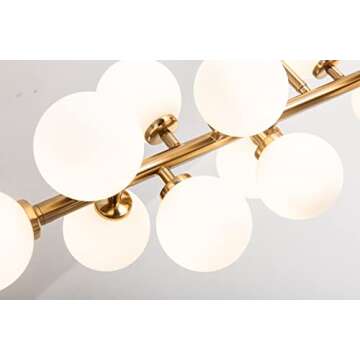 APLampara Mid Century Modern Chandelier Linear Chandeliers 16-Light Brass Gold Pendant Lighting Fixture for Dining Room, Kitchen Island