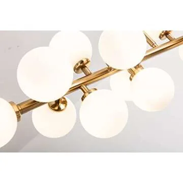 APLampara Mid Century Modern Chandelier Linear Chandeliers 16-Light Brass Gold Pendant Lighting Fixture for Dining Room, Kitchen Island