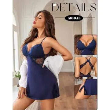 Avidlove Lace Chemise Women Lingerie Blue Sleepwear
