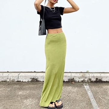 Meladyan Women Bodycon High Waist Maxi Skirt for All Occasions