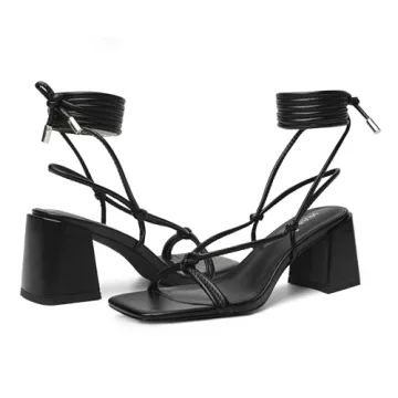 Vivianly Women's Stylish Lace Up Chunky Heel Sandals