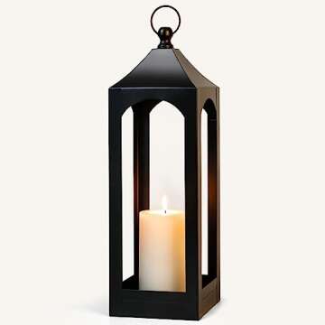 Modern Black Metal Lantern for Indoor and Outdoor Decor
