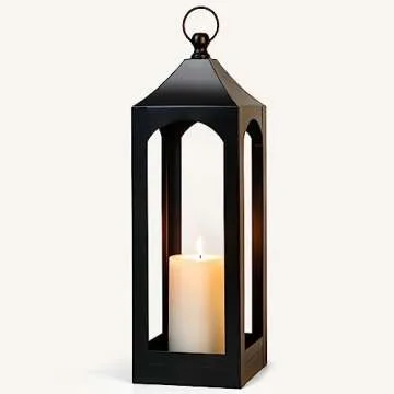 Modern Black Metal Lantern for Indoor and Outdoor Decor