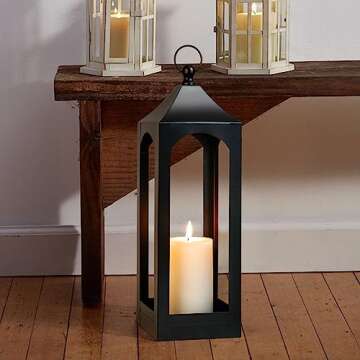 Modern Black Metal Lantern for Indoor and Outdoor Decor