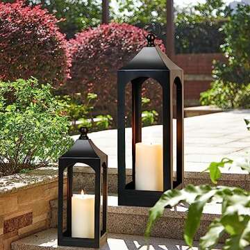 Modern Black Metal Lantern for Indoor and Outdoor Decor