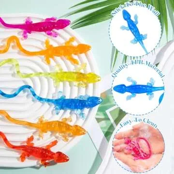 HLARTNET 26 PCS Sticky Lizards for Kids, Stretchy Sticky Lizards Toys Bulk for Reptile Party Favors,...