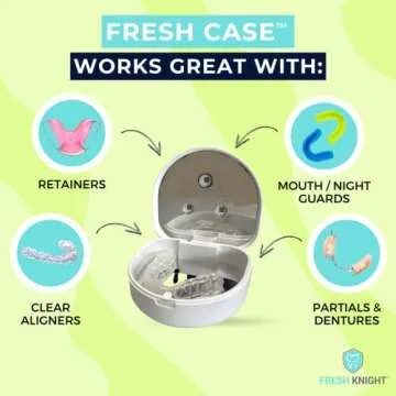 UV Retainer Case | UVC Retainer Cleaner, Disinfects Cleans and Removes Odors, Mouth Guard Case, Compatible for Invisalign Container | by Fresh Knight