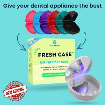UV Retainer Case | UVC Retainer Cleaner, Disinfects Cleans and Removes Odors, Mouth Guard Case, Compatible for Invisalign Container | by Fresh Knight