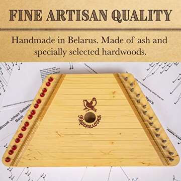 European Expressions Music Maker Lap Harp with Sheet Music and Black Carrying Case