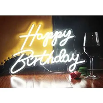 DAKABUKA Neon Happy Birthday Sign - LED Party Décor