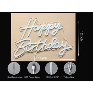 DAKABUKA Neon Happy Birthday Sign - LED Party Décor