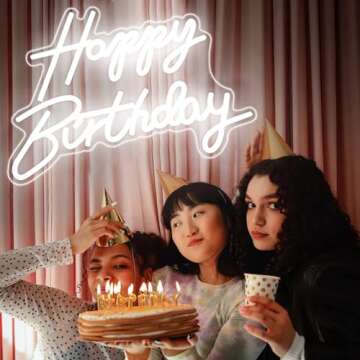 DAKABUKA Neon Happy Birthday Sign - LED Party Décor