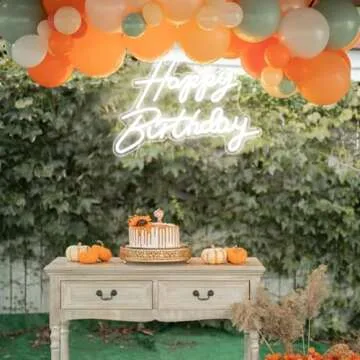 DAKABUKA Neon Happy Birthday Sign - LED Party Décor