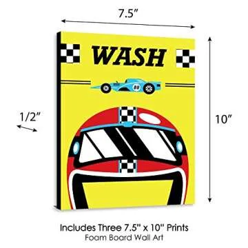 Let’s Go Racing Kids Bathroom Wall Art - Fun Hygiene Decor