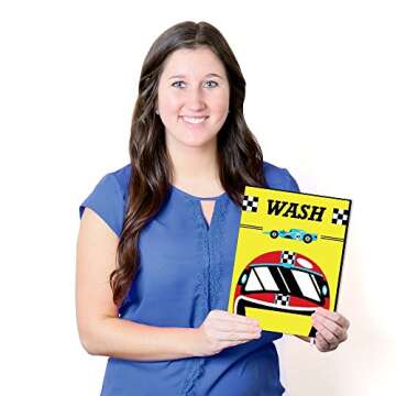 Let’s Go Racing Kids Bathroom Wall Art - Fun Hygiene Decor