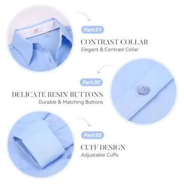 Esabel.C Women's Stretch Button Down Work Blouse in Blue