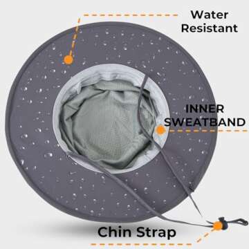 Flammi Mosquito Head Net Hat Fishing Hat w/Head Net UPF 50+ Sun Protection Safari Boonie Hat Cap Outdoor for Men/Women (Dark Grey)