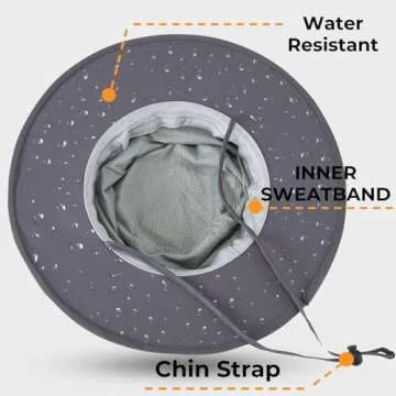 Flammi Mosquito Head Net Hat Fishing Hat w/Head Net UPF 50+ Sun Protection Safari Boonie Hat Cap Outdoor for Men/Women (Dark Grey)