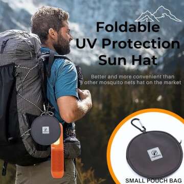 Flammi Mosquito Head Net Hat Fishing Hat w/Head Net UPF 50+ Sun Protection Safari Boonie Hat Cap Outdoor for Men/Women (Dark Grey)