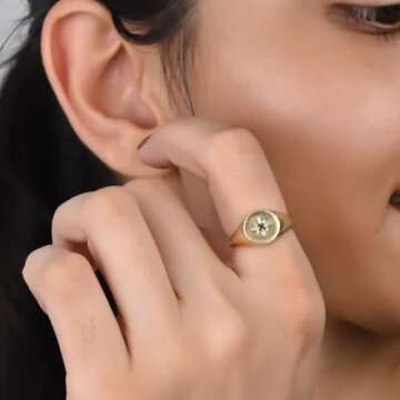 Gempire Blue Topaz North Star Ring - 14K Gold Statement Ring for Women