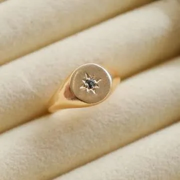 Gempires Blue Topaz Signet Rings - Beautiful Gold Jewelry