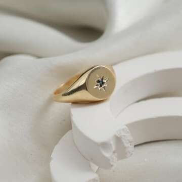 Gempires Blue Topaz Signet Rings - Beautiful Gold Jewelry