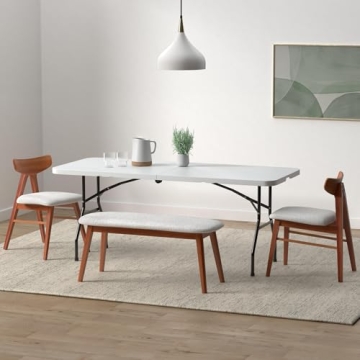 PayLessHere Folding Table Plastic Picnic Table for Parties Wedding Camping Office with Carrying Handle (White, 6 FT)