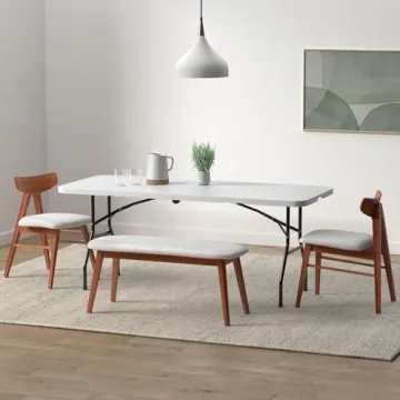 PayLessHere Folding Table Plastic Picnic Table for Parties Wedding Camping Office with Carrying Handle (White, 6 FT)