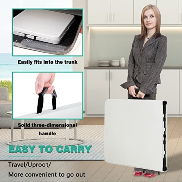 PayLessHere Folding Table Plastic Picnic Table for Parties Wedding Camping Office with Carrying Handle (White, 6 FT)